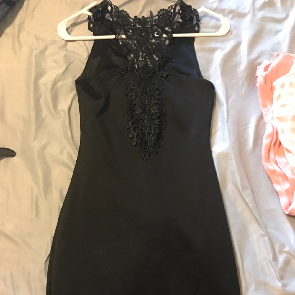 Black lace back dress